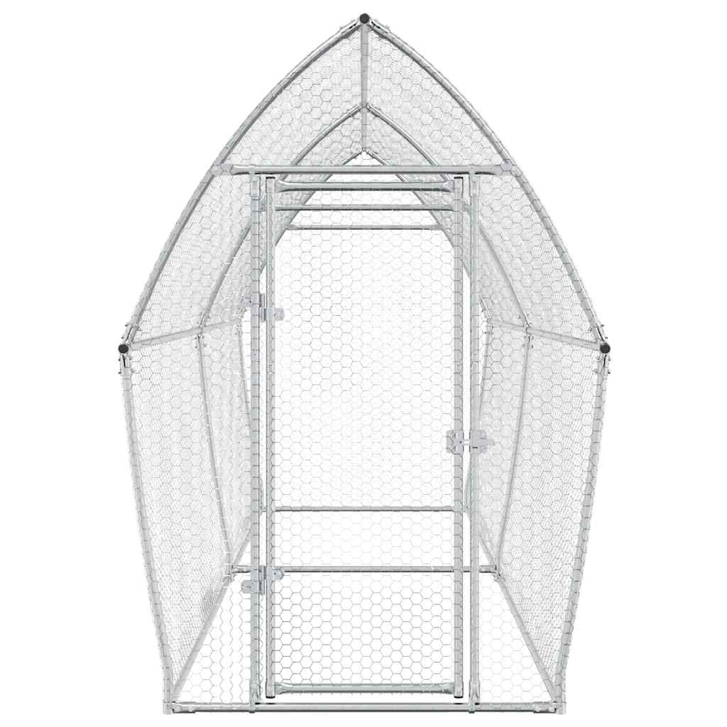 hønsehus 400x105x182 cm galvaniseret stål sølvfarvet