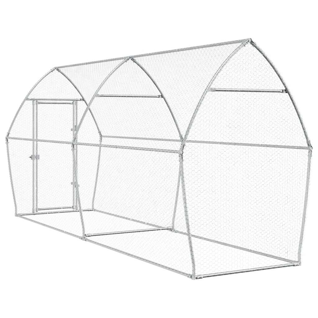 hønsehus 400x105x182 cm galvaniseret stål sølvfarvet