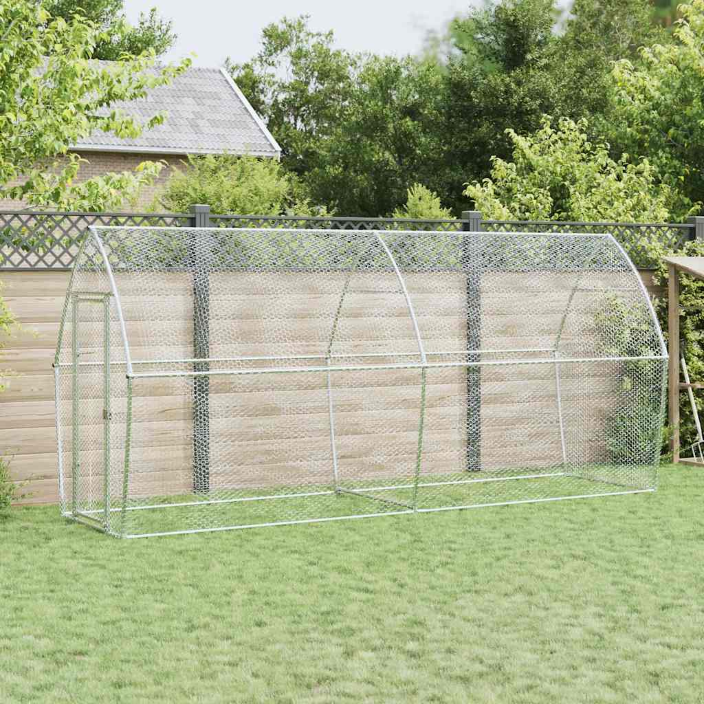 hønsehus 400x105x182 cm galvaniseret stål sølvfarvet