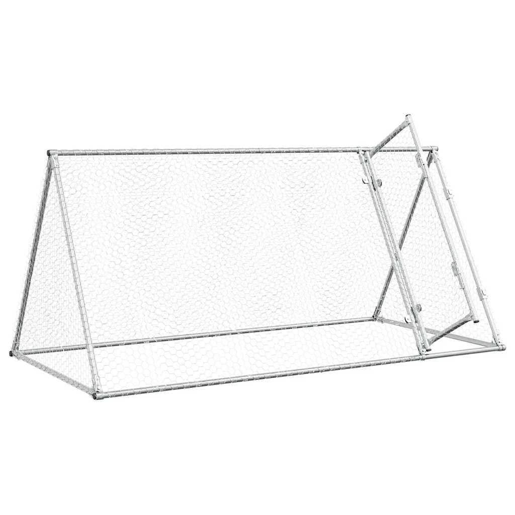 hønsehus 200x105x91 cm galvaniseret stål sølvfarvet