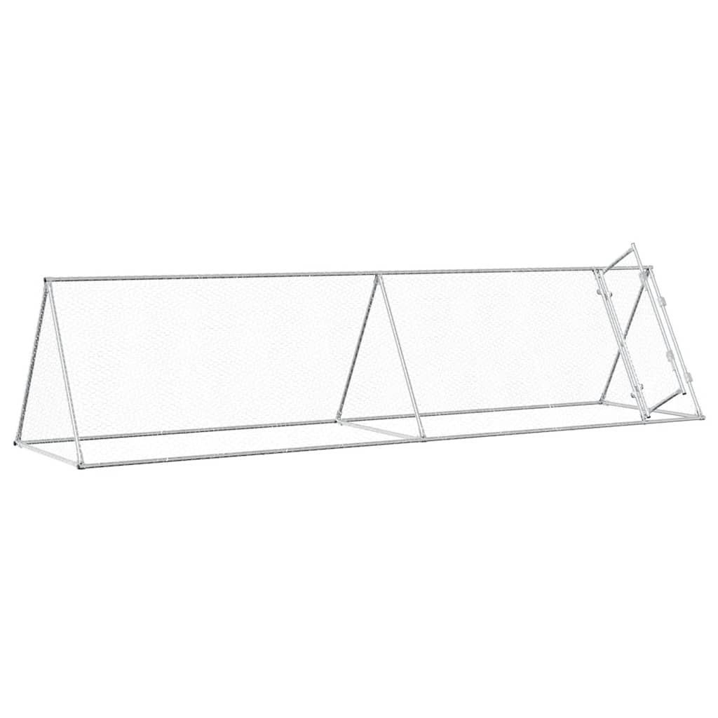 hønsehus 400x105x91 cm galvaniseret stål sølvfarvet