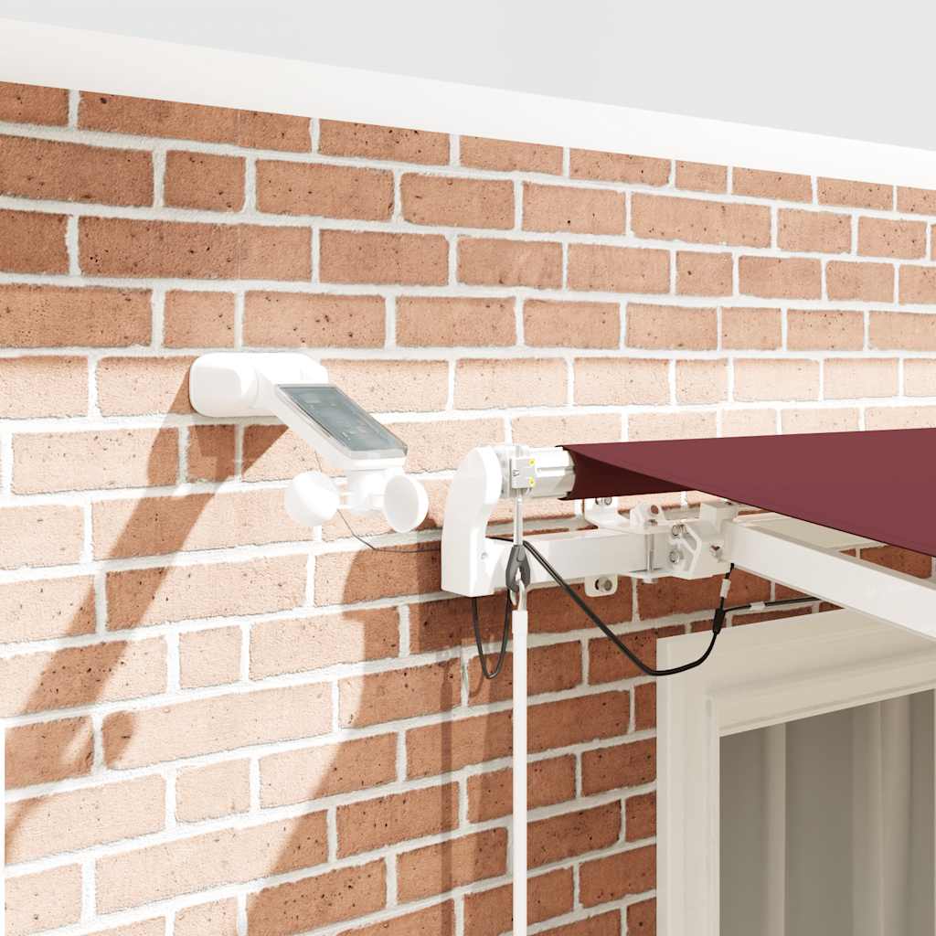 markise med LED-lys 300x250 cm automatisk betjening bordeaux