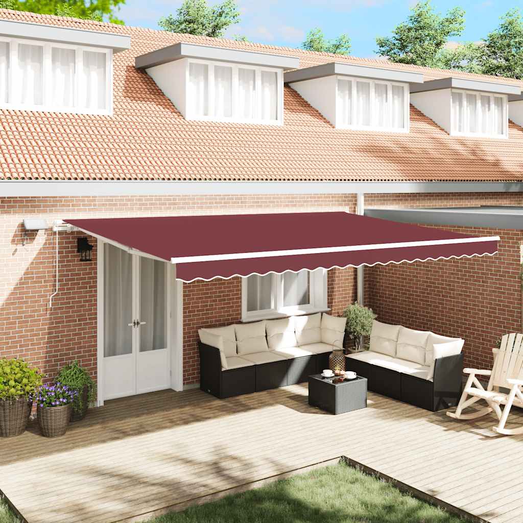 Udtrækkelig markise Bordeaux 500 × 300 cm Stof og aluminium