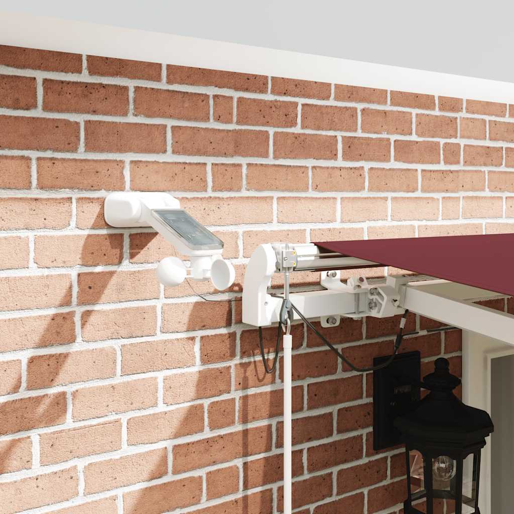 markise med LED-lys 500x300 cm automatisk betjening bordeaux