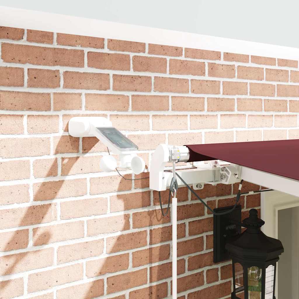 markise med LED-lys 600x300 cm automatisk betjening bordeaux