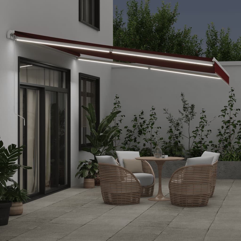 Udtrækkelig markise Bordeaux 400 × 350 cm Stof og aluminium