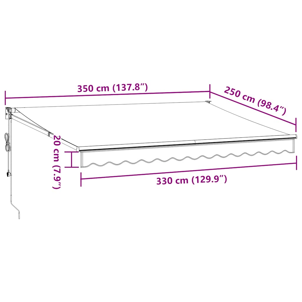 Udtrækkelig markise Gul med hvid ramme 3,5 x 2,5 m