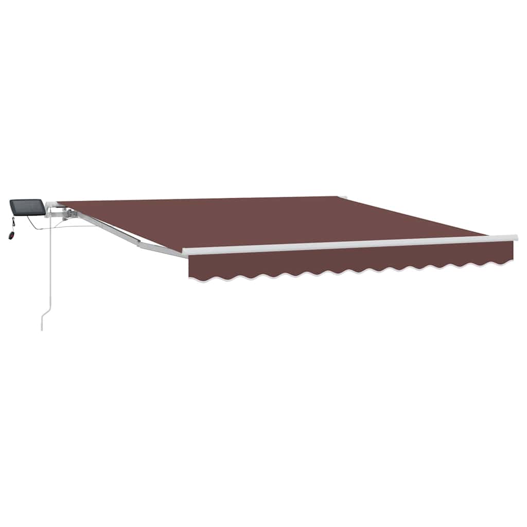 markise med LED-lys 300x250 cm manuel betjening brun