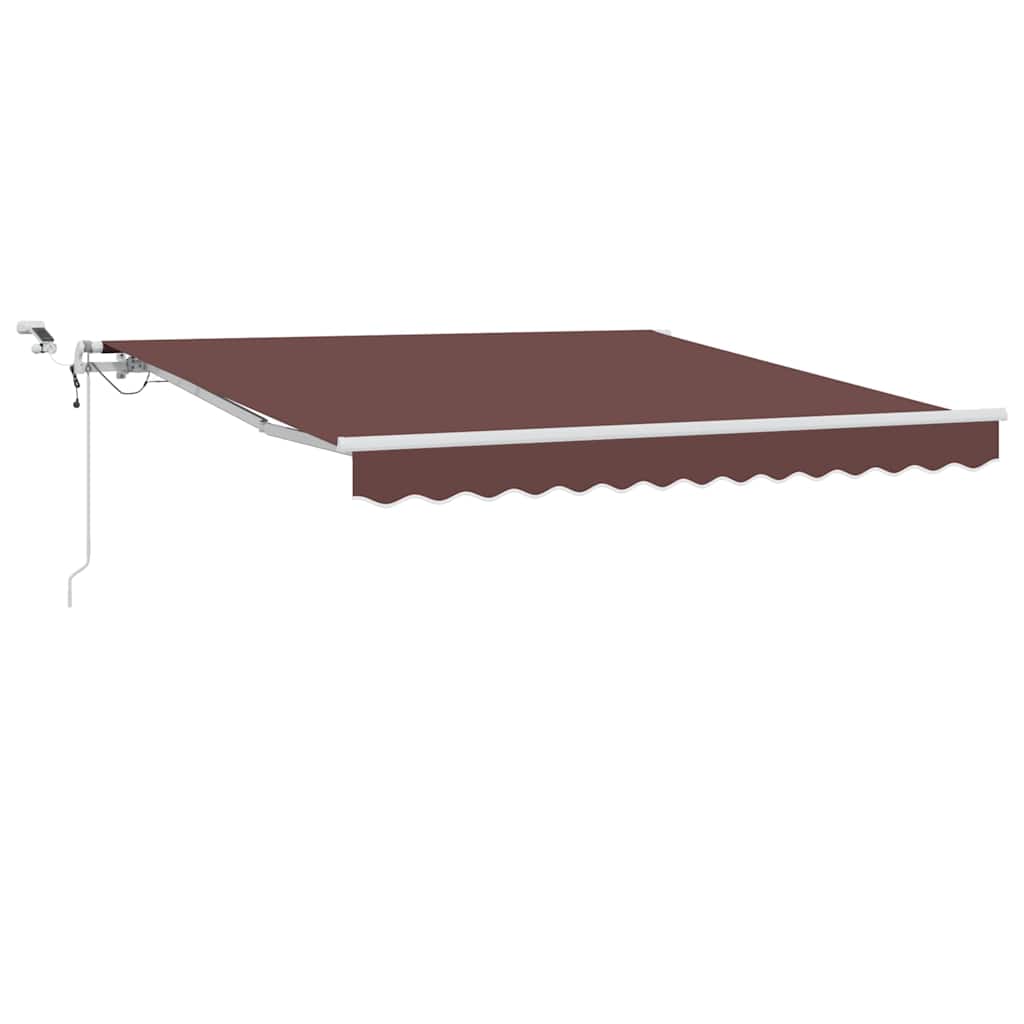markise med LED-lys 300x250 cm automatisk betjening brun