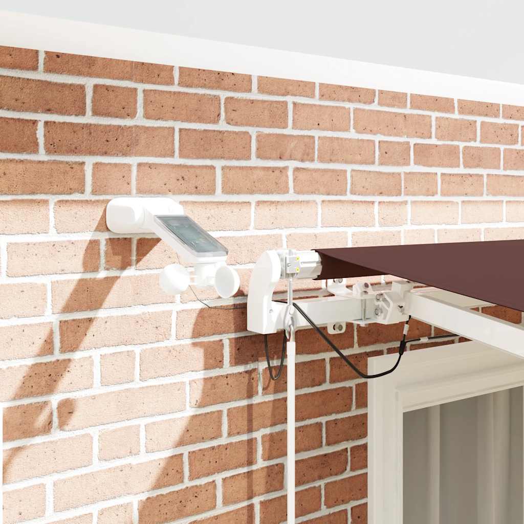 markise med LED-lys 300x250 cm automatisk betjening brun
