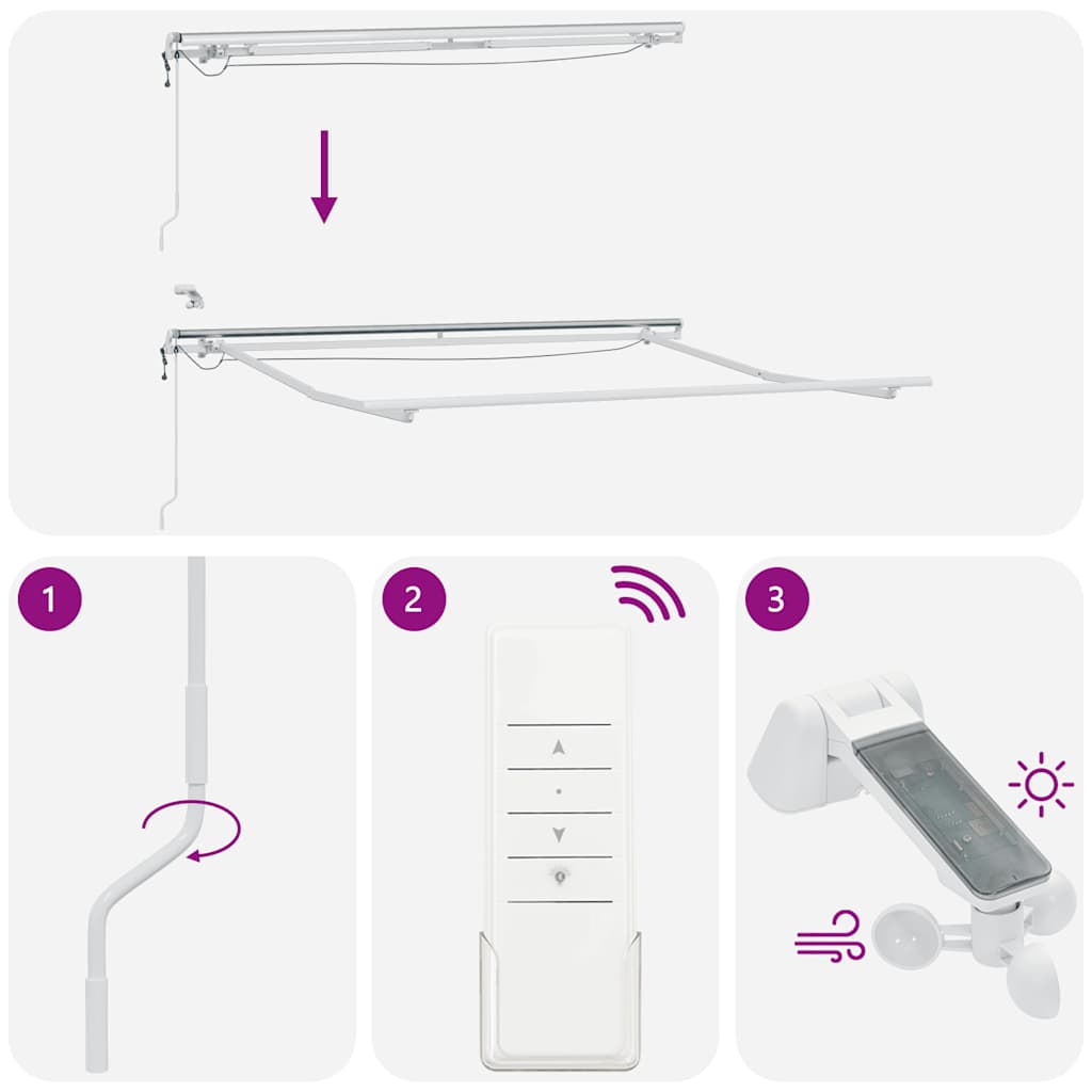 markise med LED-lys 300x250 cm automatisk betjening brun