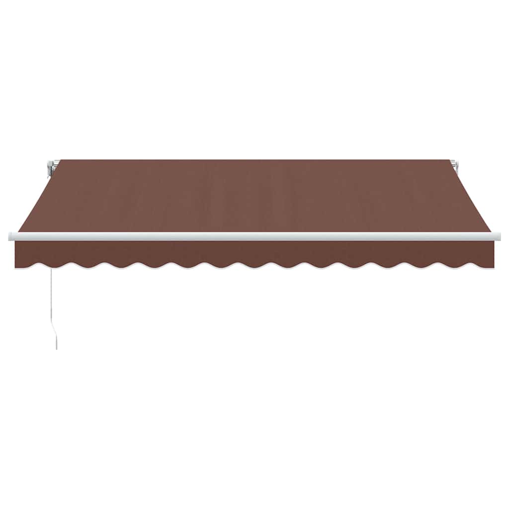 markise med LED-lys 350x250 cm manuel betjening brun