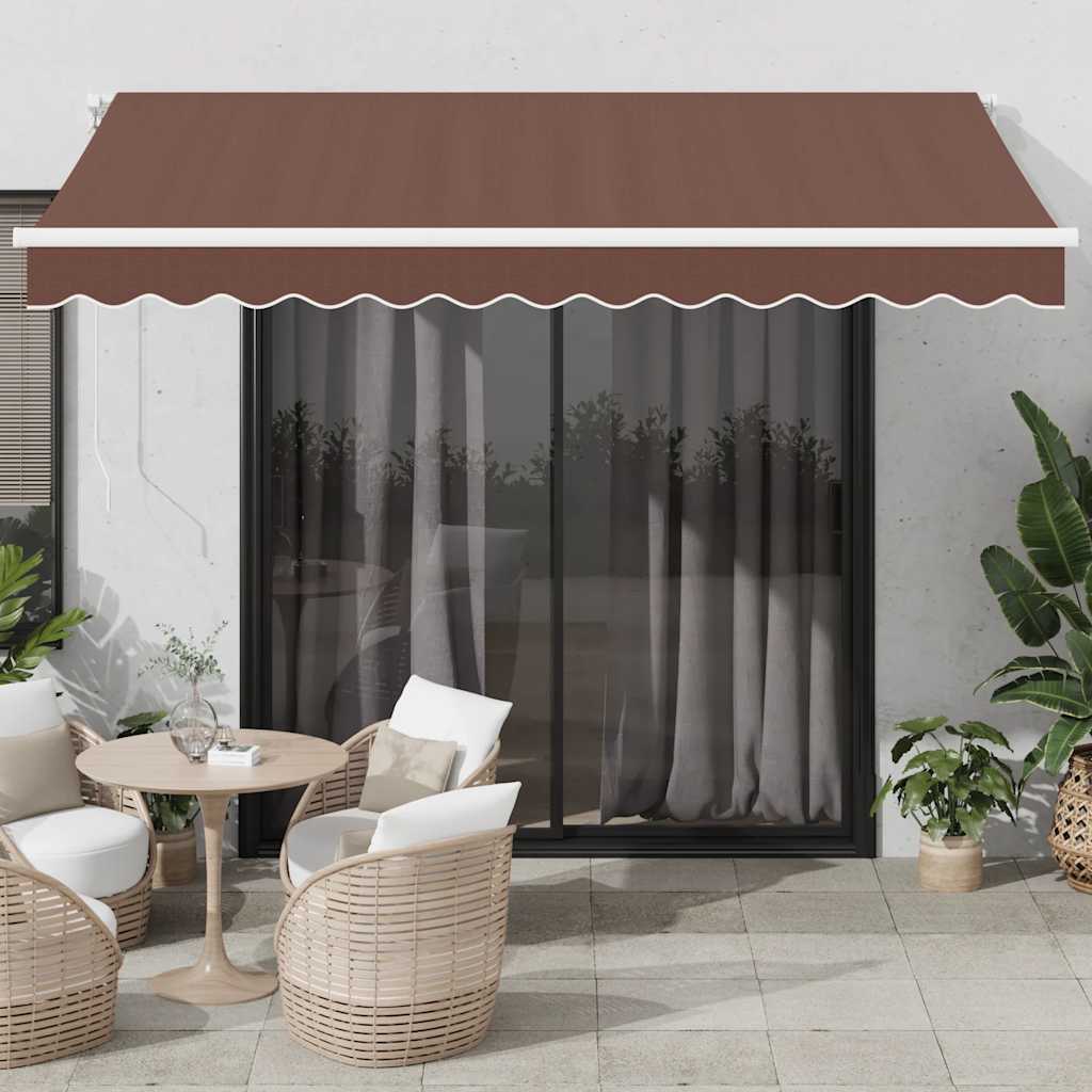 markise med LED-lys 350x250 cm manuel betjening brun