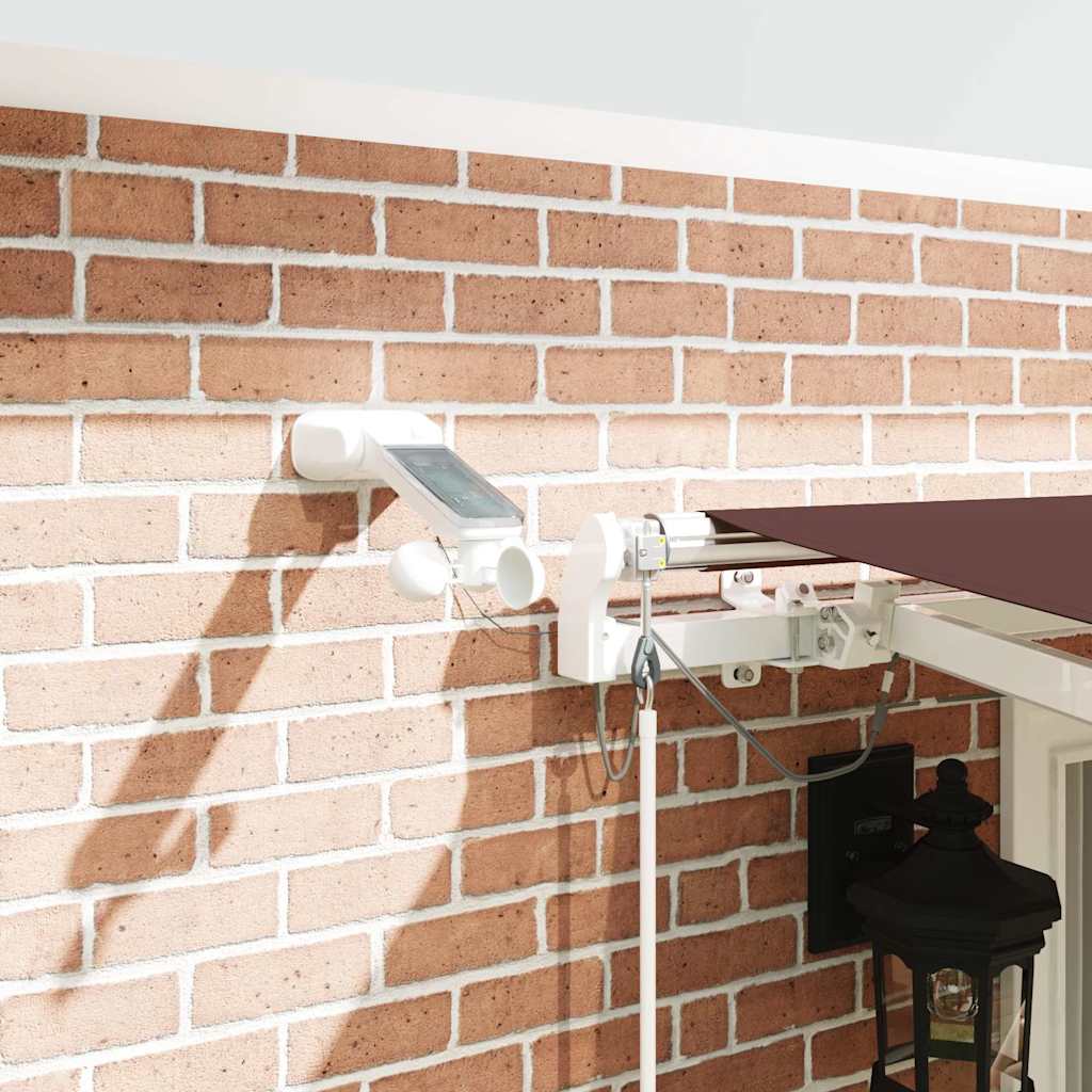 markise med LED-lys 400x300 cm automatisk betjening brun