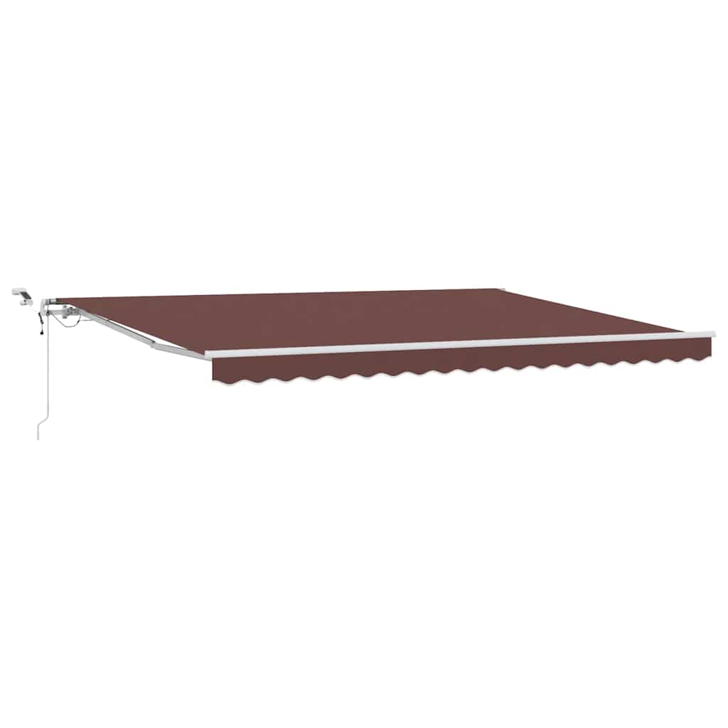 markise med LED-lys 450x300 cm automatisk betjening brun