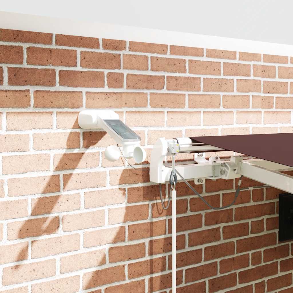 markise med LED-lys 450x300 cm automatisk betjening brun