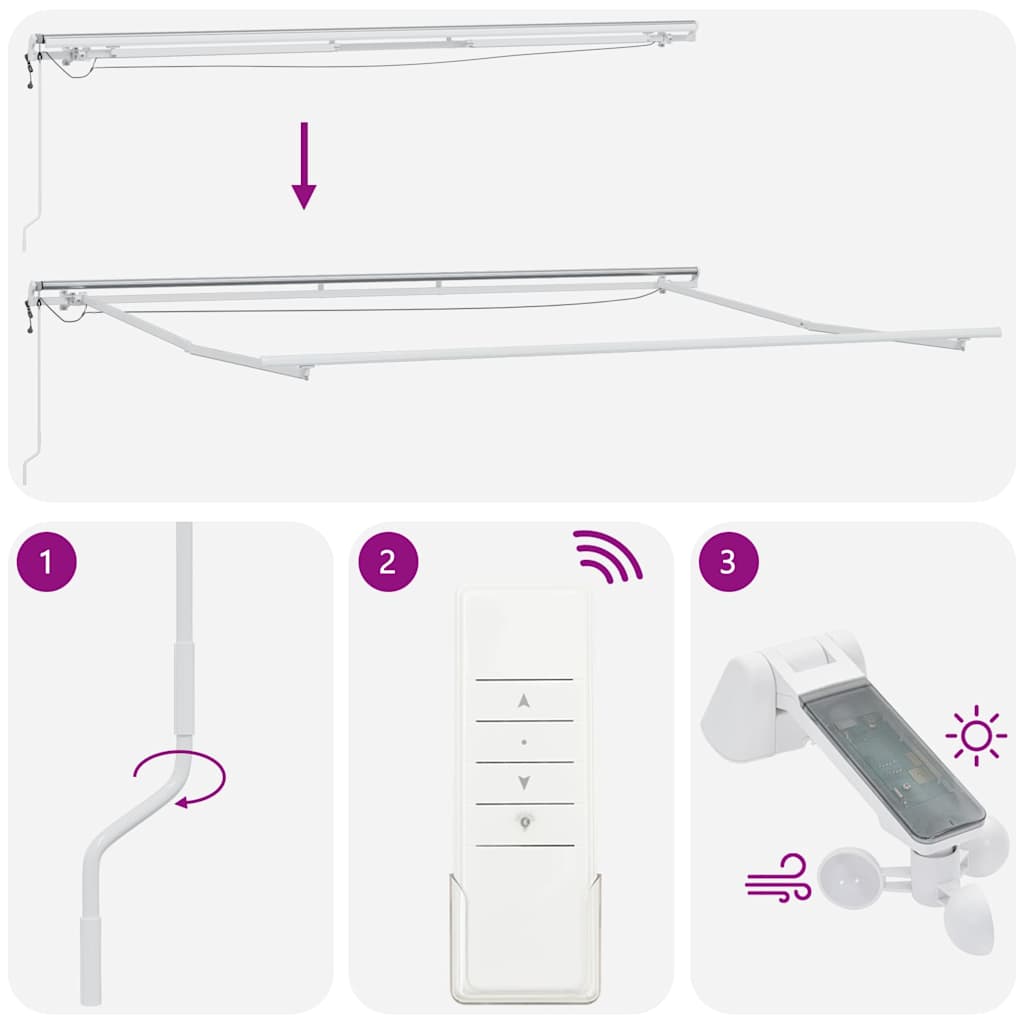 markise med LED-lys 450x300 cm automatisk betjening brun