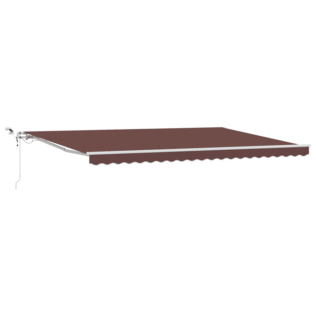 markise med LED-lys 500x300 cm automatisk betjening brun