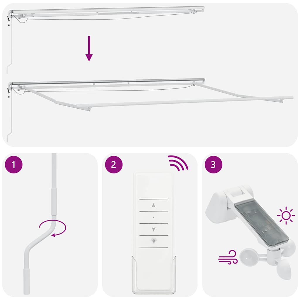 markise med LED-lys 500x300 cm automatisk betjening brun