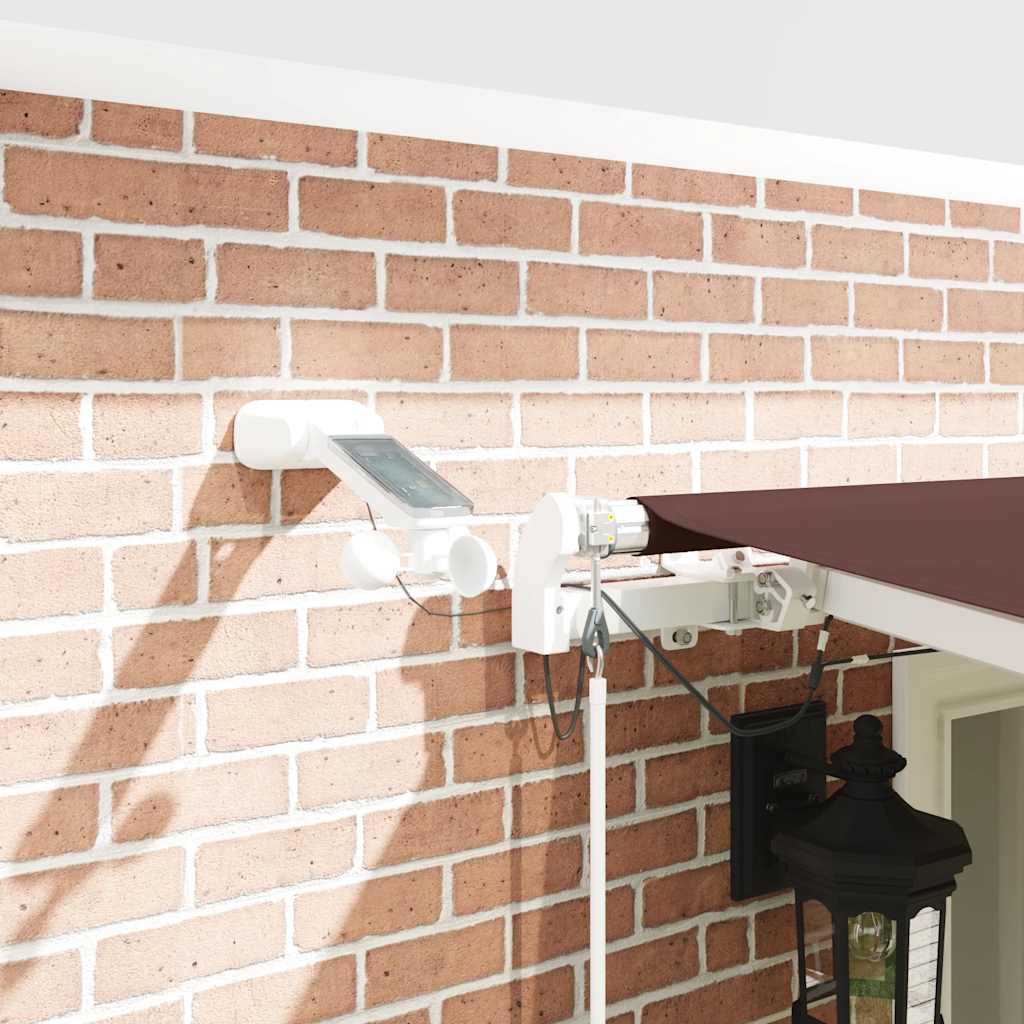 markise med LED-lys 600x300 cm automatisk betjening brun