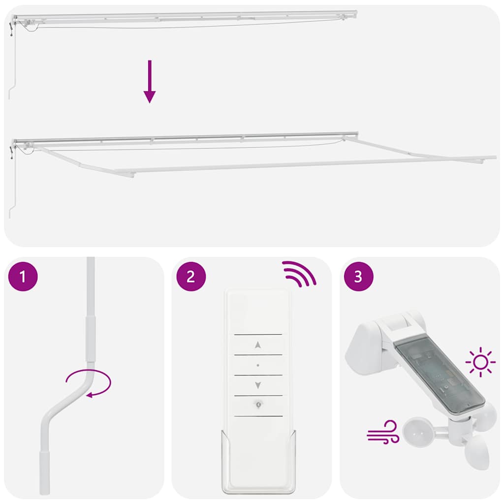 markise med LED-lys 600x300 cm automatisk betjening brun