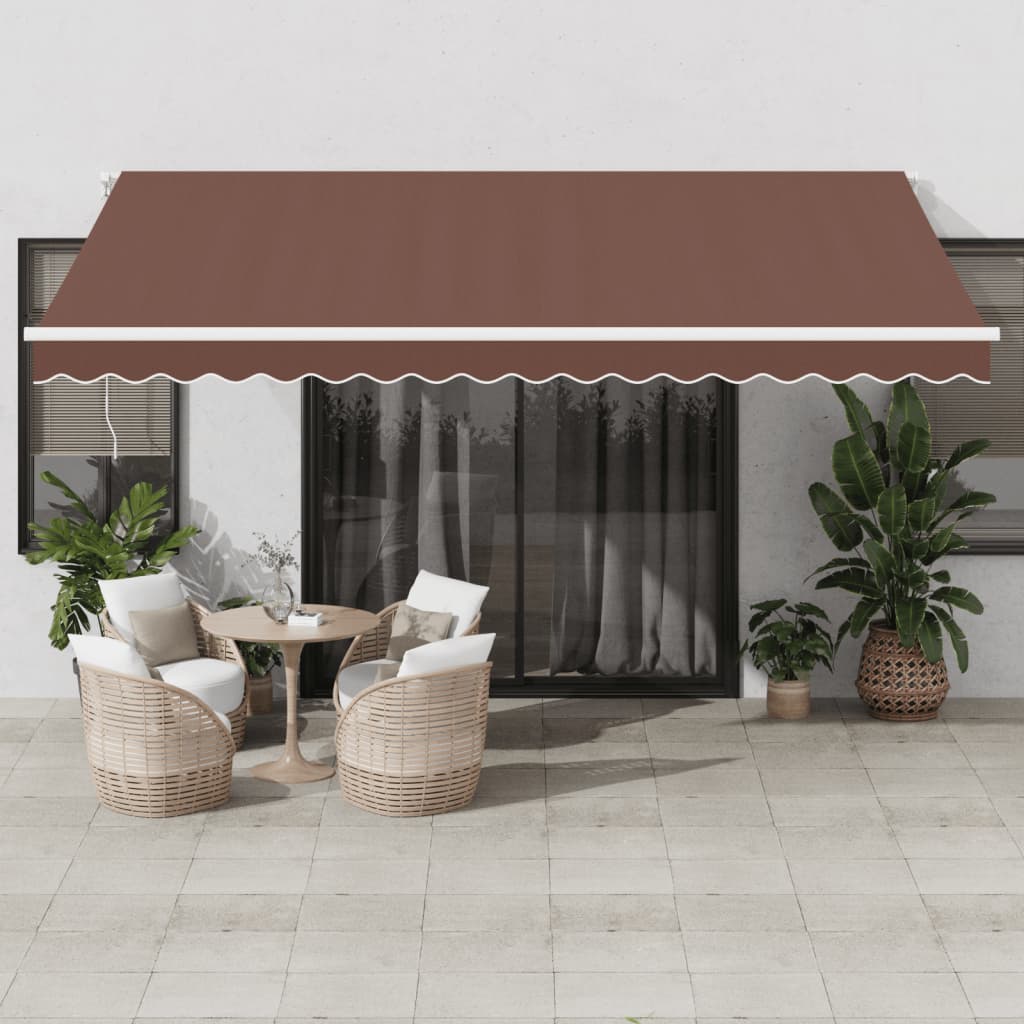 markise med LED-lys 450x350 cm manuel betjening brun