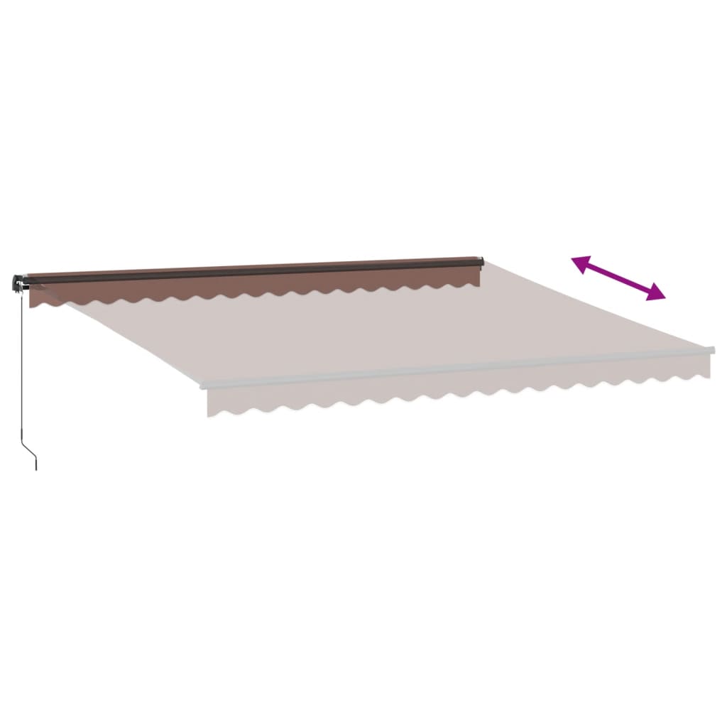 markise med LED-lys 450x350 cm manuel betjening brun