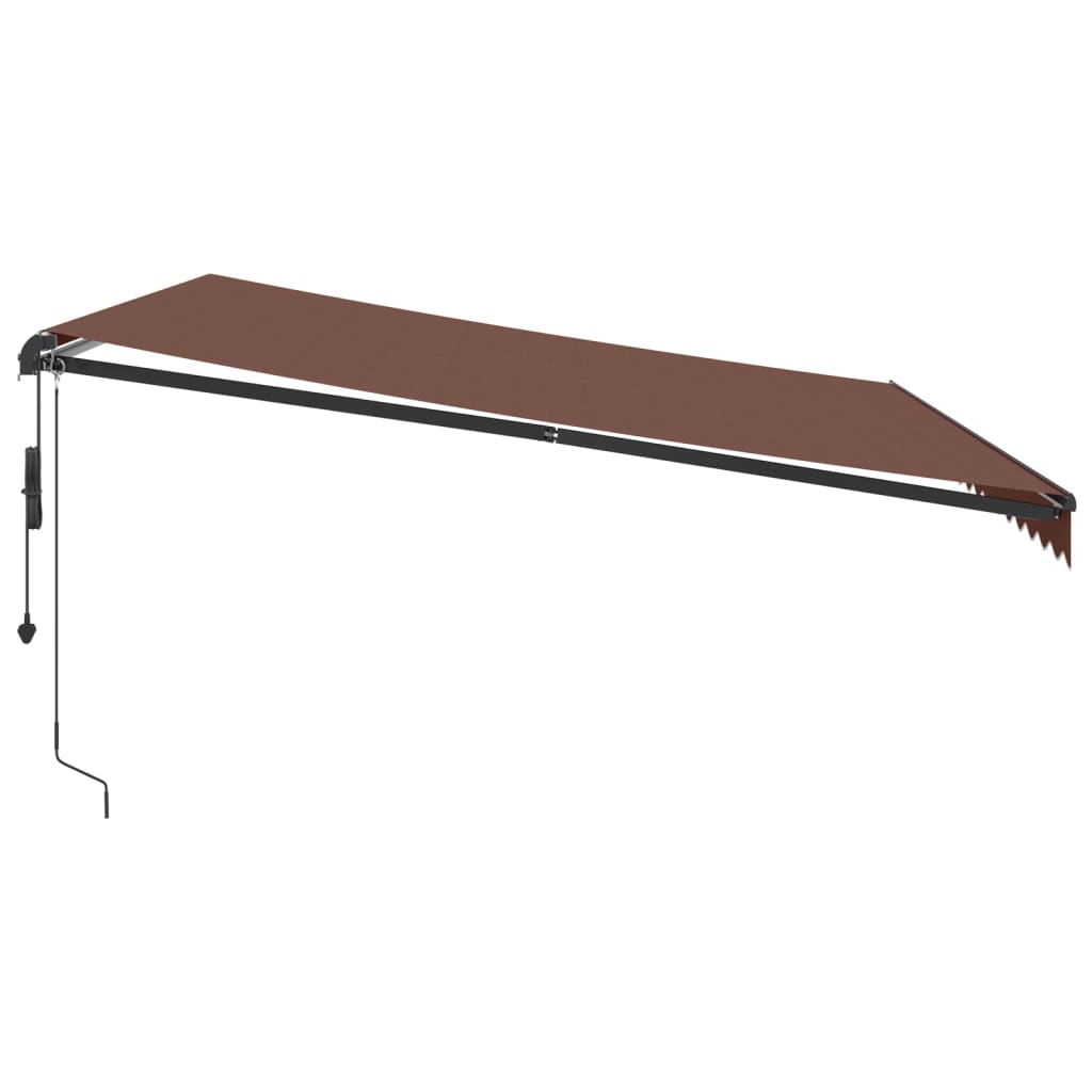markise med LED-lys 450x350 cm automatisk betjening brun