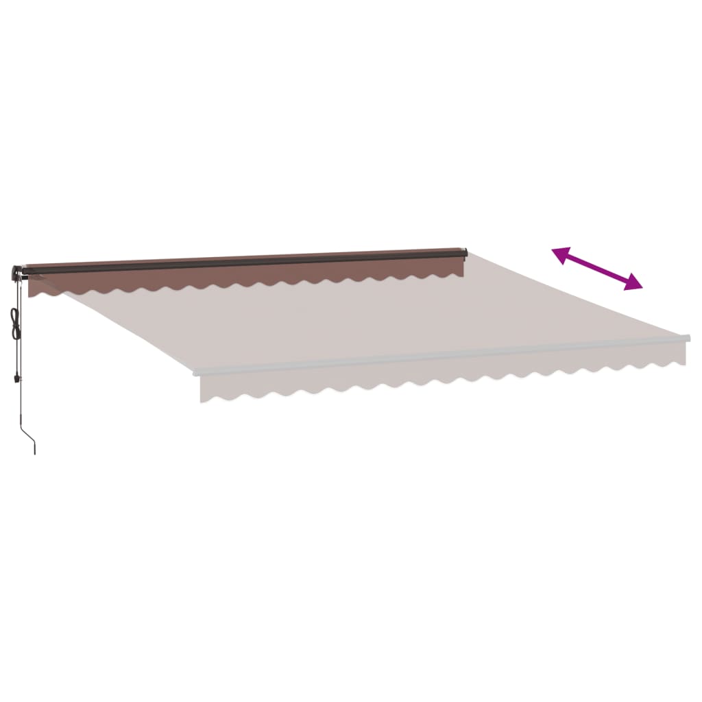 markise med LED-lys 450x350 cm automatisk betjening brun