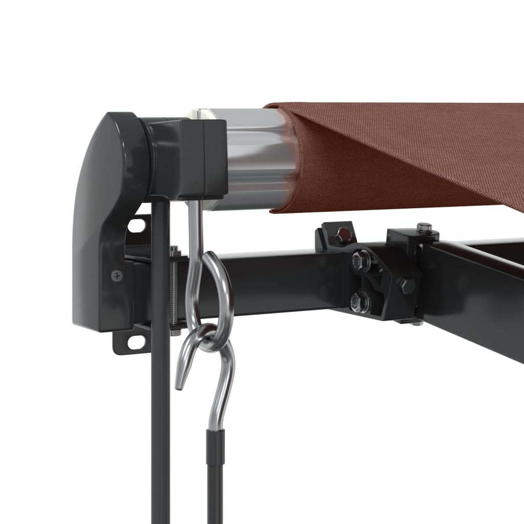 markise med LED-lys 450x350 cm automatisk betjening brun