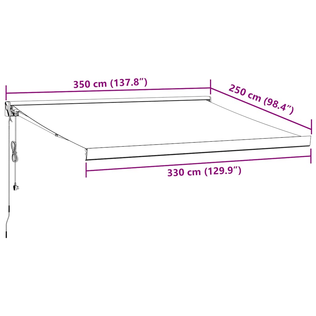 markise 350x250 cm automatisk betjening brun