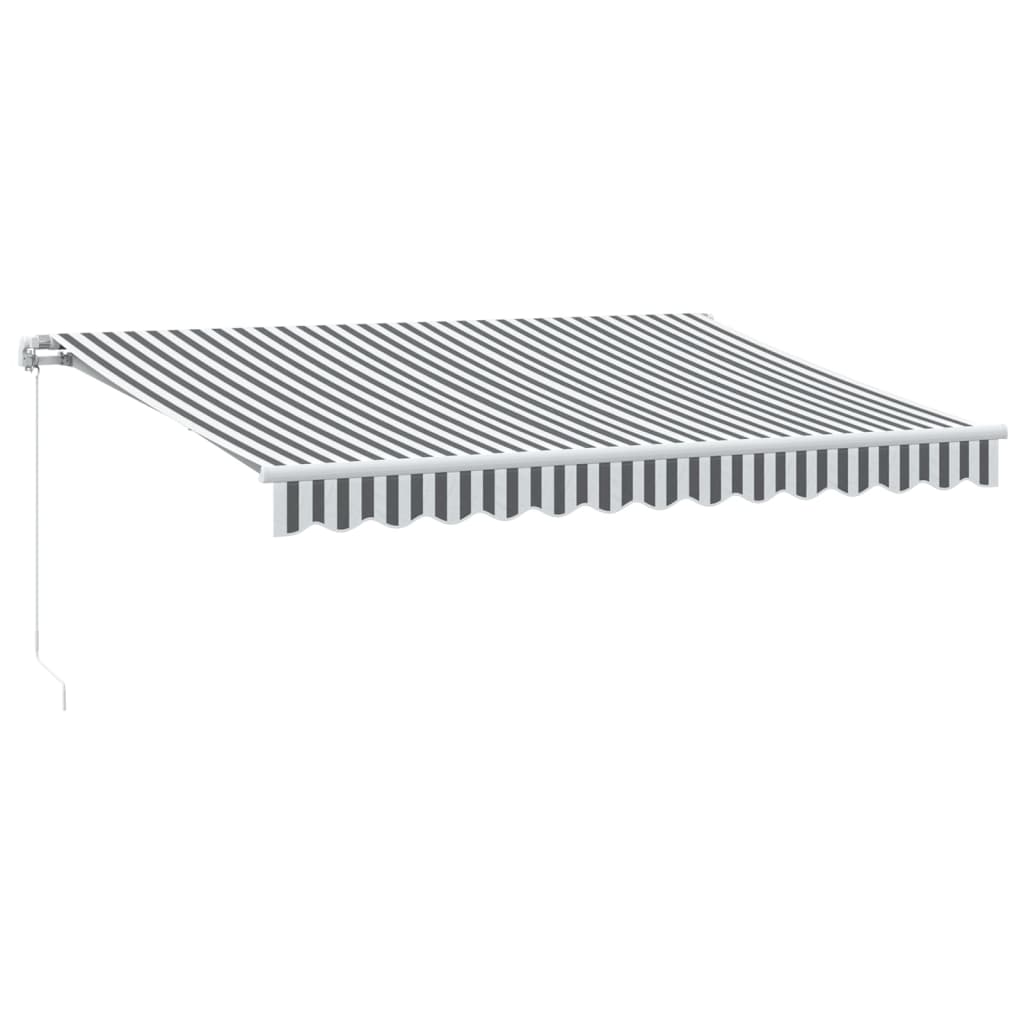 markise m. LED 350x250 cm manuel betjening antracitgrå og hvid