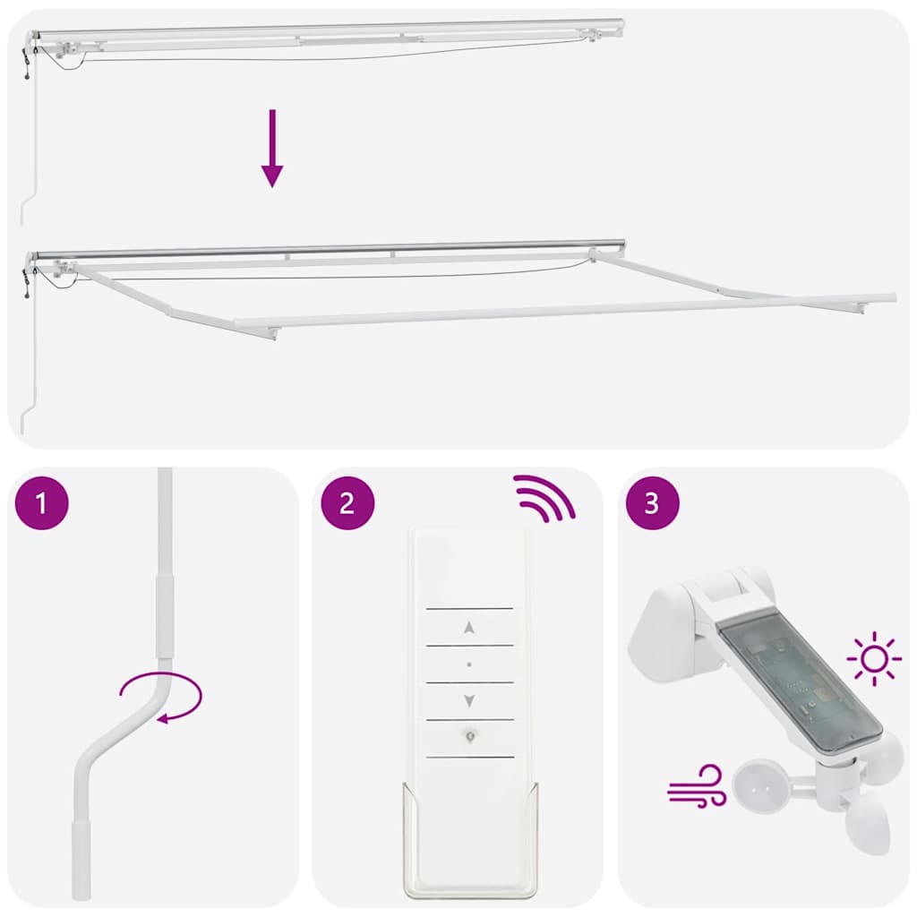 markise m. LED 400x300 cm automatisk betjening antracitgrå hvid