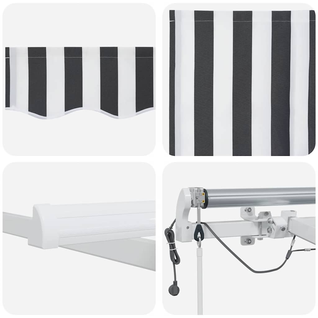 markise m. LED 450x300 cm automatisk betjening antracitgrå hvid