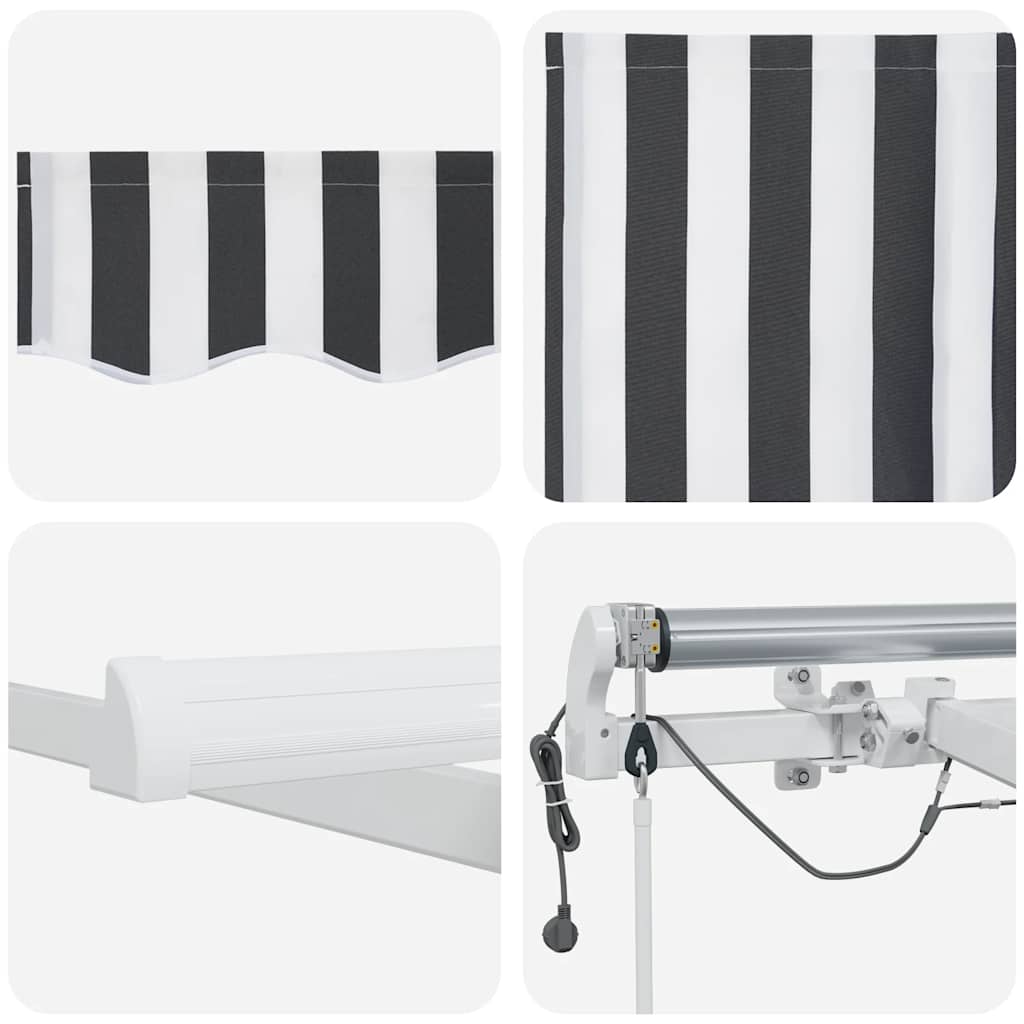markise m. LED 600x300 cm automatisk betjening antracitgrå hvid