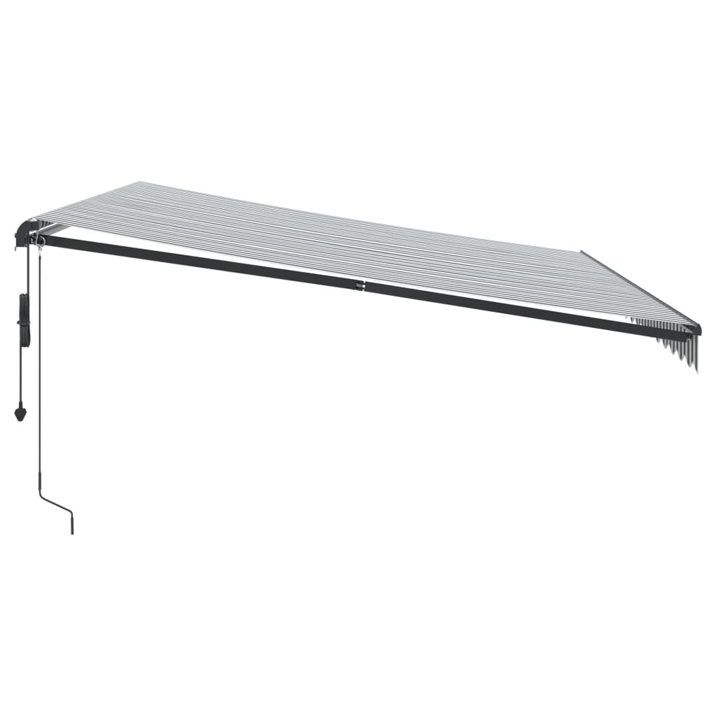 markise m. LED 450x350 cm automatisk betjening antracitgrå hvid