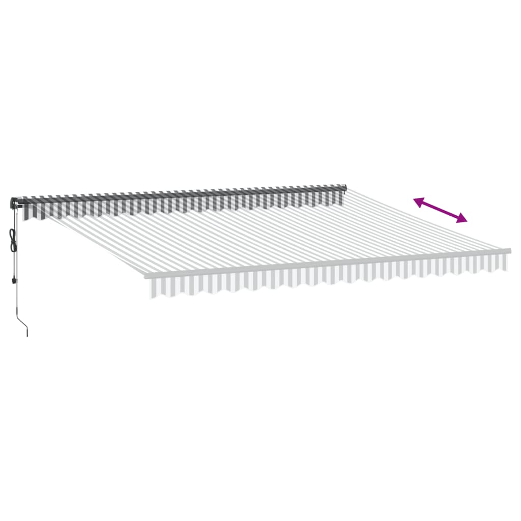 markise m. LED 450x350 cm automatisk betjening antracitgrå hvid