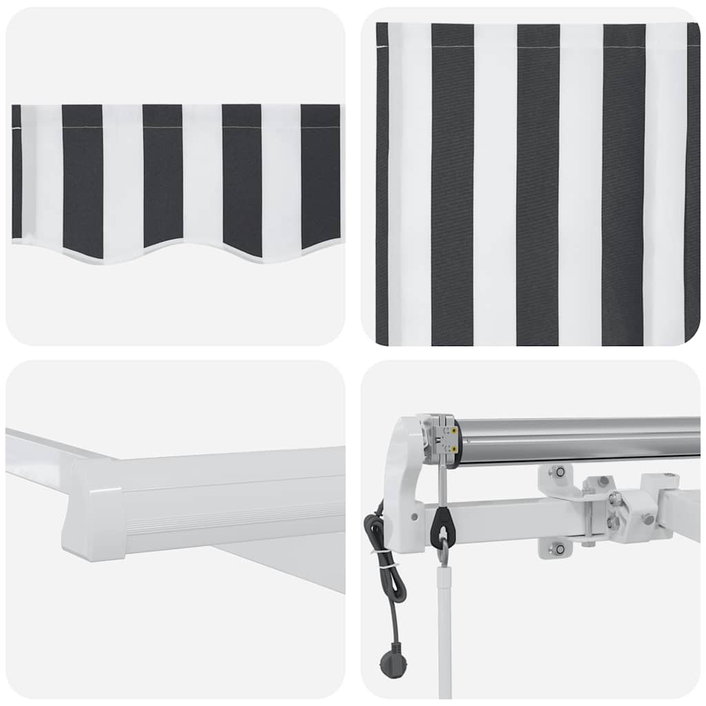 markise 400x300 cm automatisk betjening antracitgrå og hvid