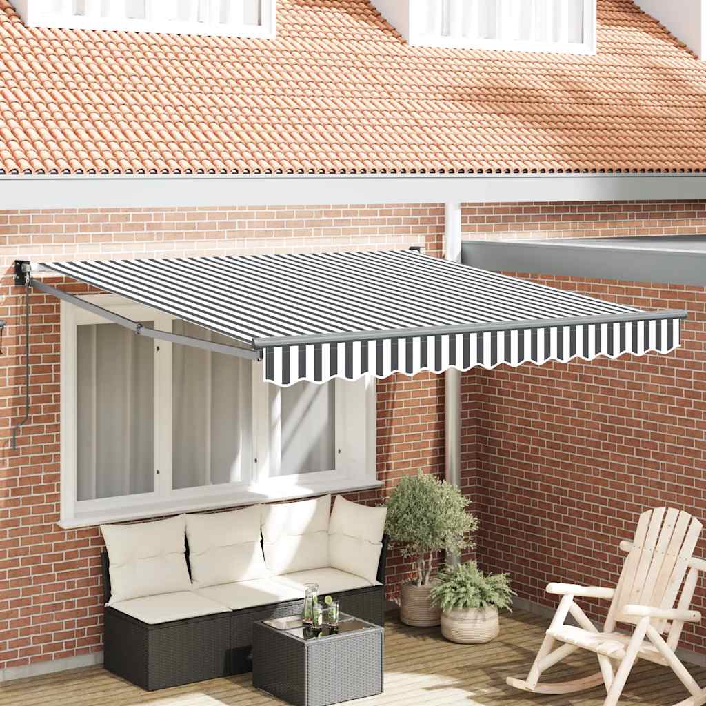 foldemarkise 3x2,5 m stof og aluminium antracitgrå og hvid