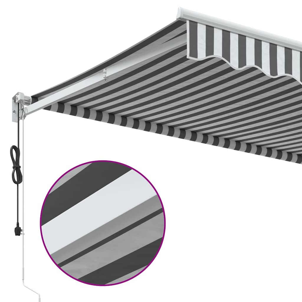 foldemarkise 3,5x2,5 m stof og aluminium antracitgrå og hvid