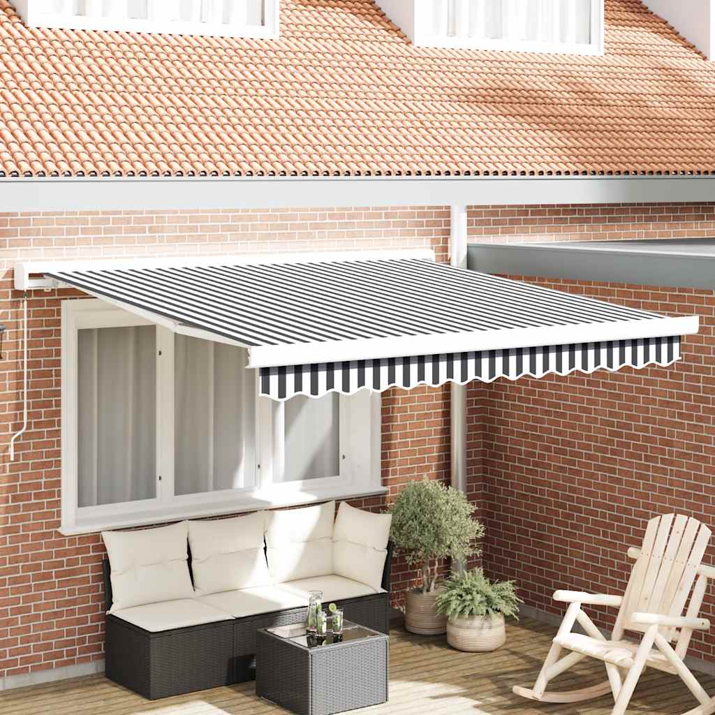 foldemarkise 3x2,5 m stof og aluminium antracitgrå og hvid