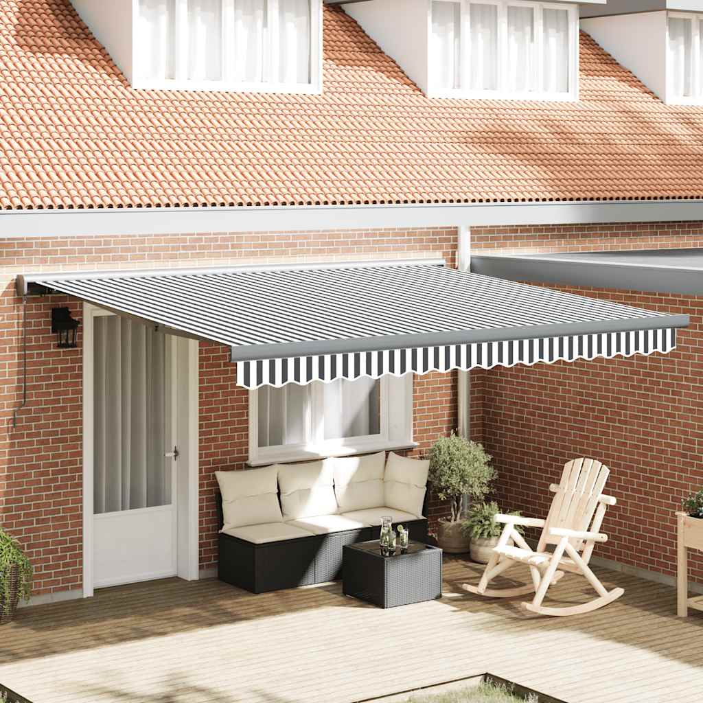 foldemarkise 4x3 m stof og aluminium antracitgrå og hvid