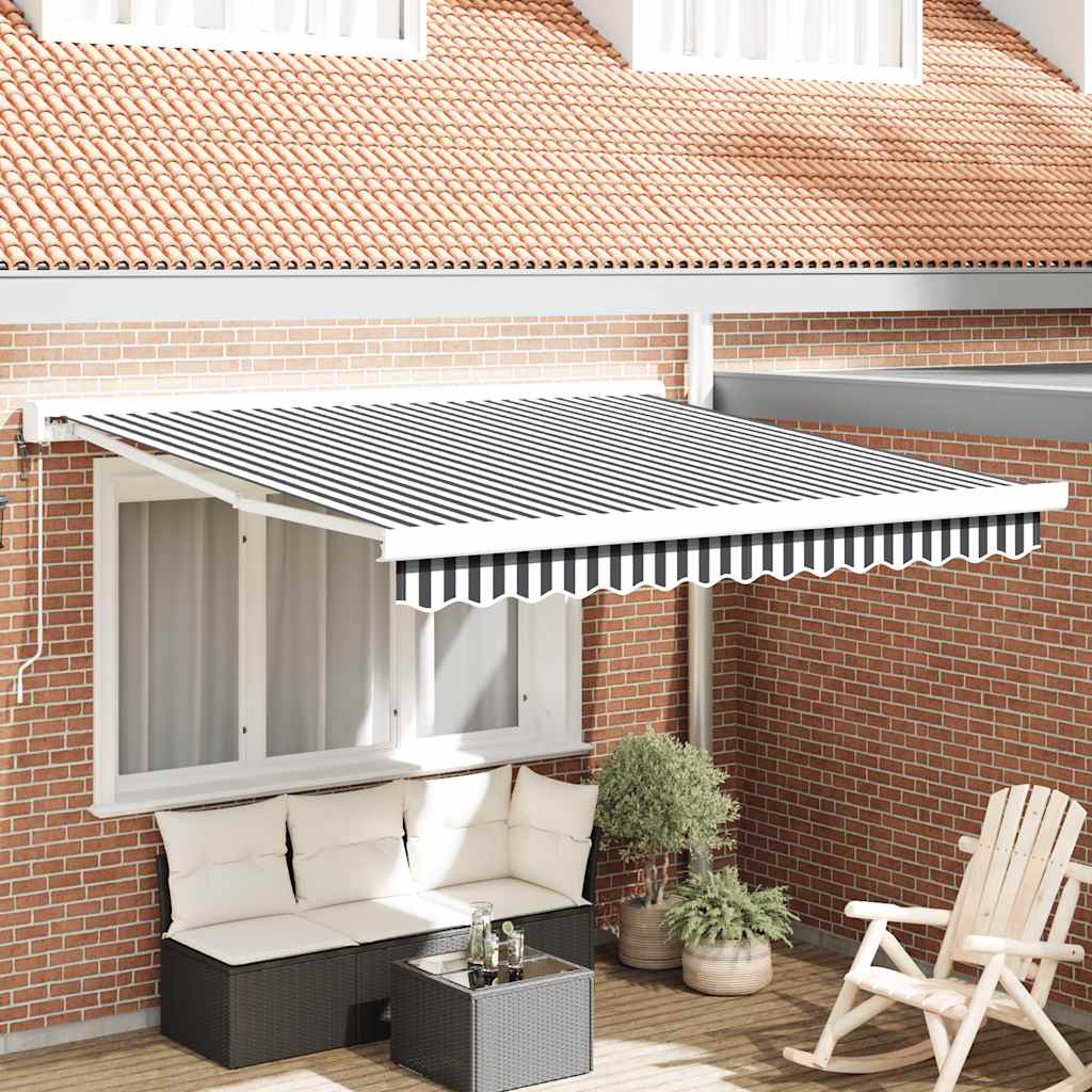 foldemarkise 3x2,5 m stof og aluminium antracitgrå og hvid