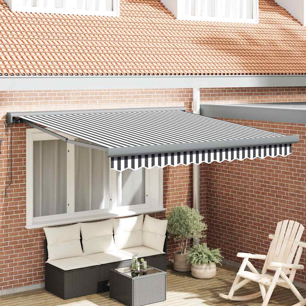 foldemarkise 3x2,5 m stof og aluminium antracitgrå og hvid