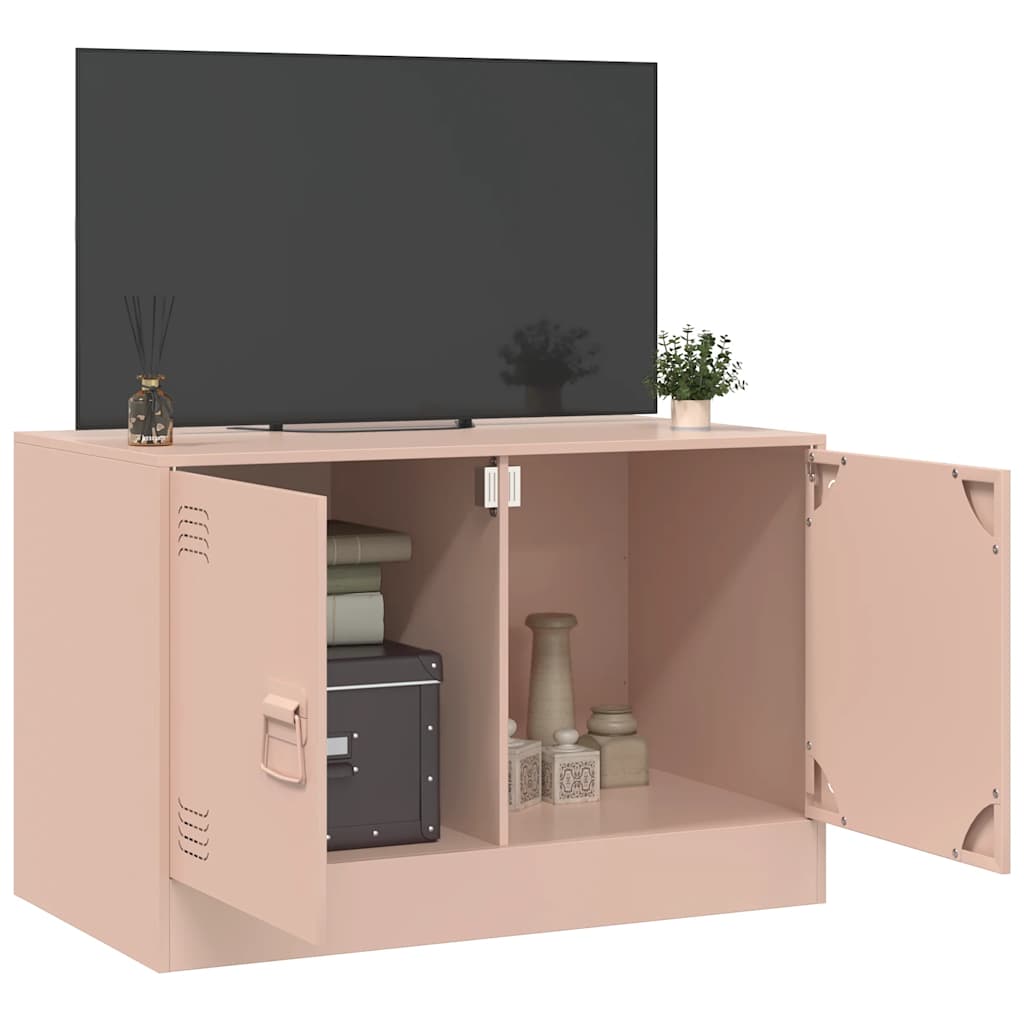 tv-bord 67x39x44 cm stål lyserød