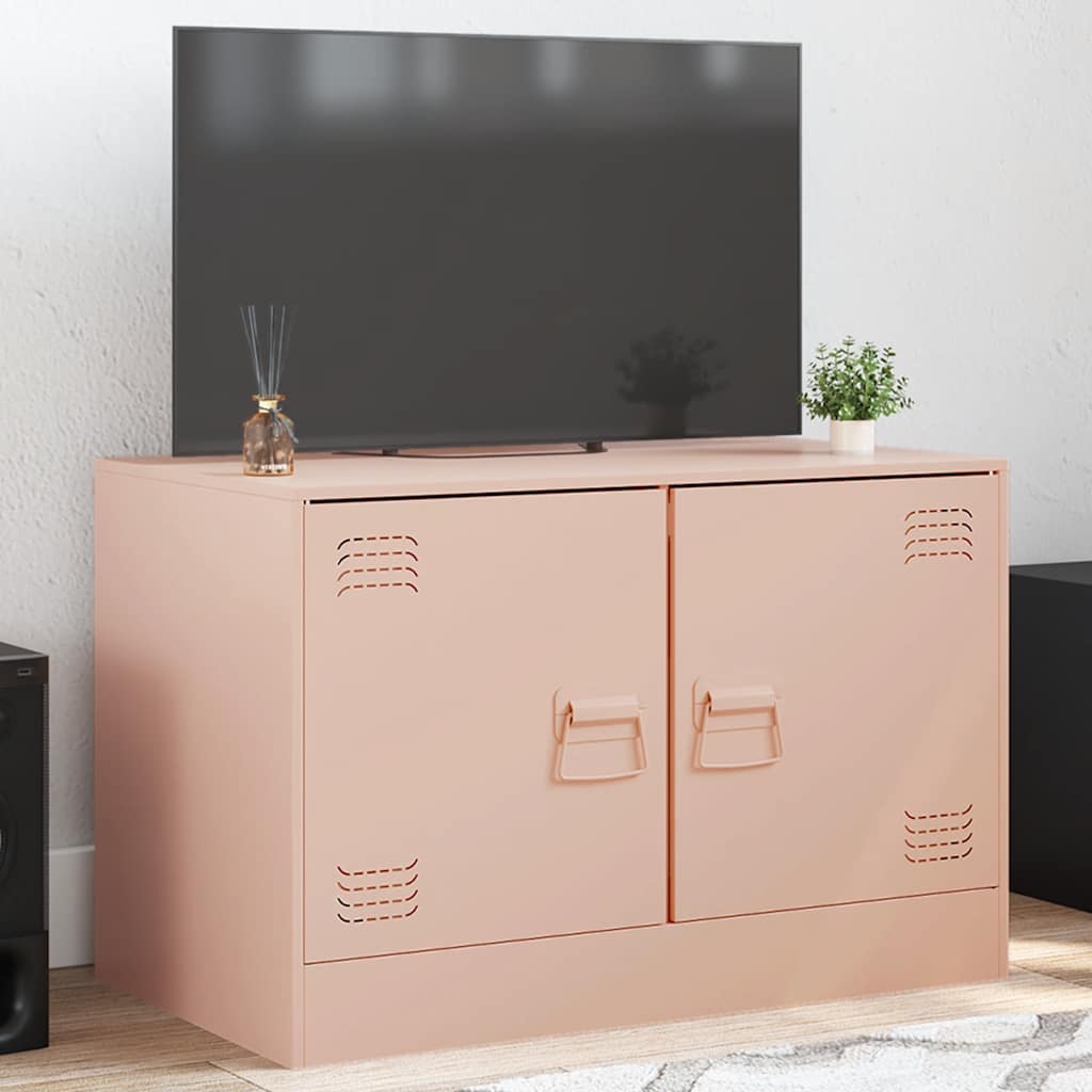 tv-bord 67x39x44 cm stål lyserød
