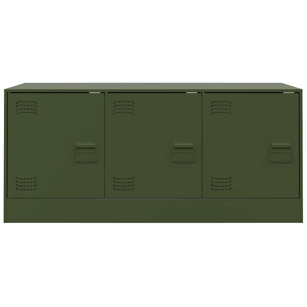 tv-bord 99x39x44 cm stål olivengrøn