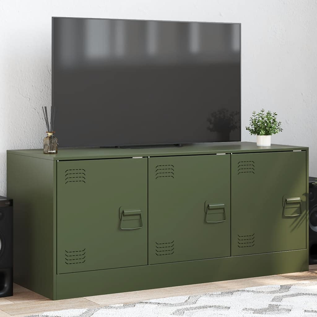 tv-bord 99x39x44 cm stål olivengrøn