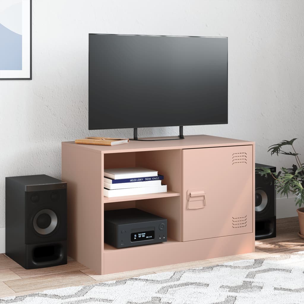 tv-bord 67x39x44 cm stål lyserød