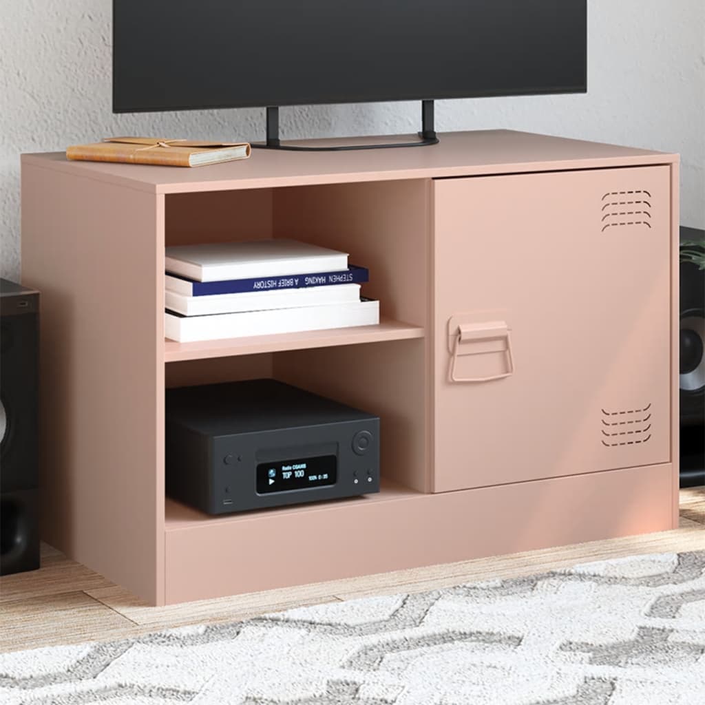 tv-bord 67x39x44 cm stål lyserød